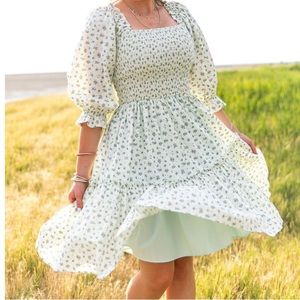 Ivy City Co Short Madeline Dress in Blue, NWOT